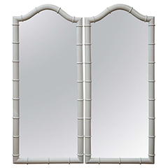 Mid-Century Faux Bamboo Mirror Pair